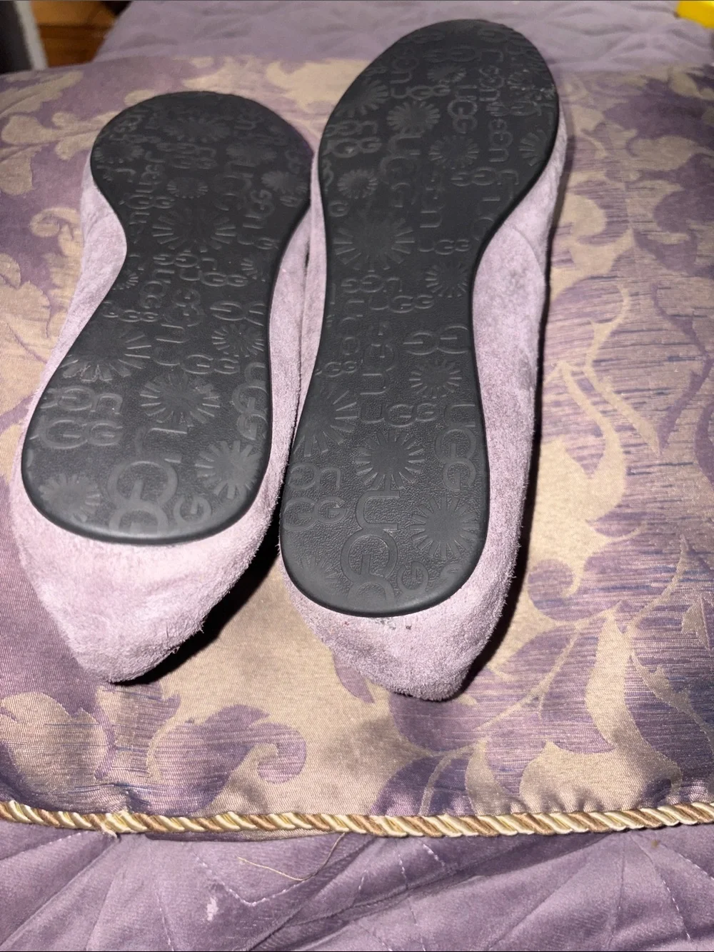 UGG Women's Dark Brown Suede Loafers with Crystal Bow Accent